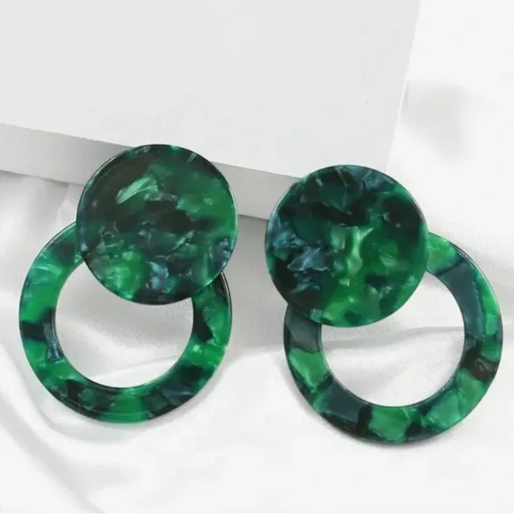 Zara Green Hoop Earrings - Picture 8 of 9